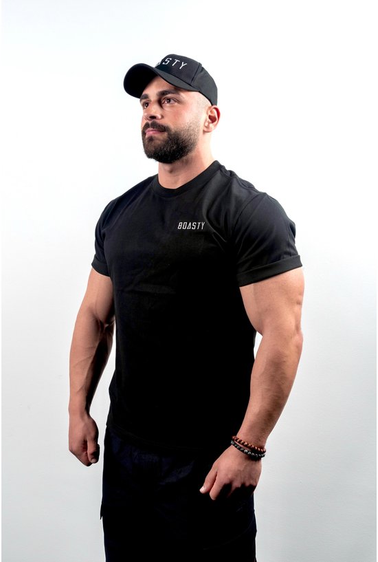 Boasty Oversized T-Shirt Fitness – 100% Katoen 230g – Glad & Kreukvrij – Embroidered Logo – Gym & Workout Shirt – Zwart-X Large