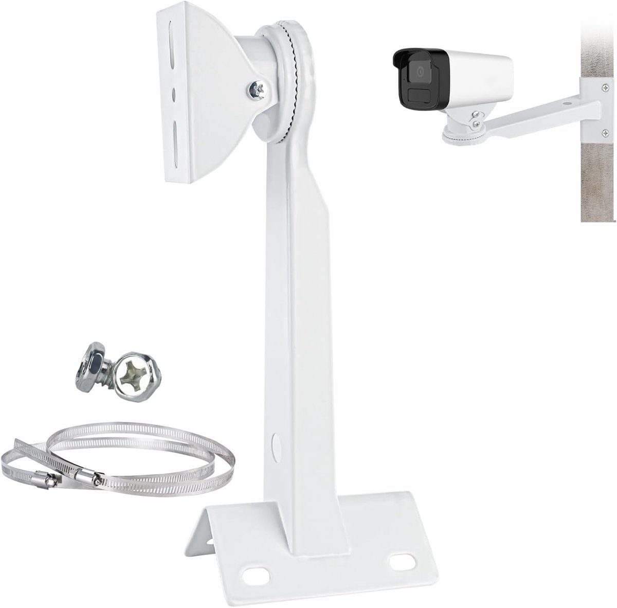 Mast Holder voor Surveillance Camera - Ring Camera Houder met 2 RVS Verstelbare Lussen - 200mm - CCTV Camera's en Zonnecellen - Barhouder voor Binnen en Buiten