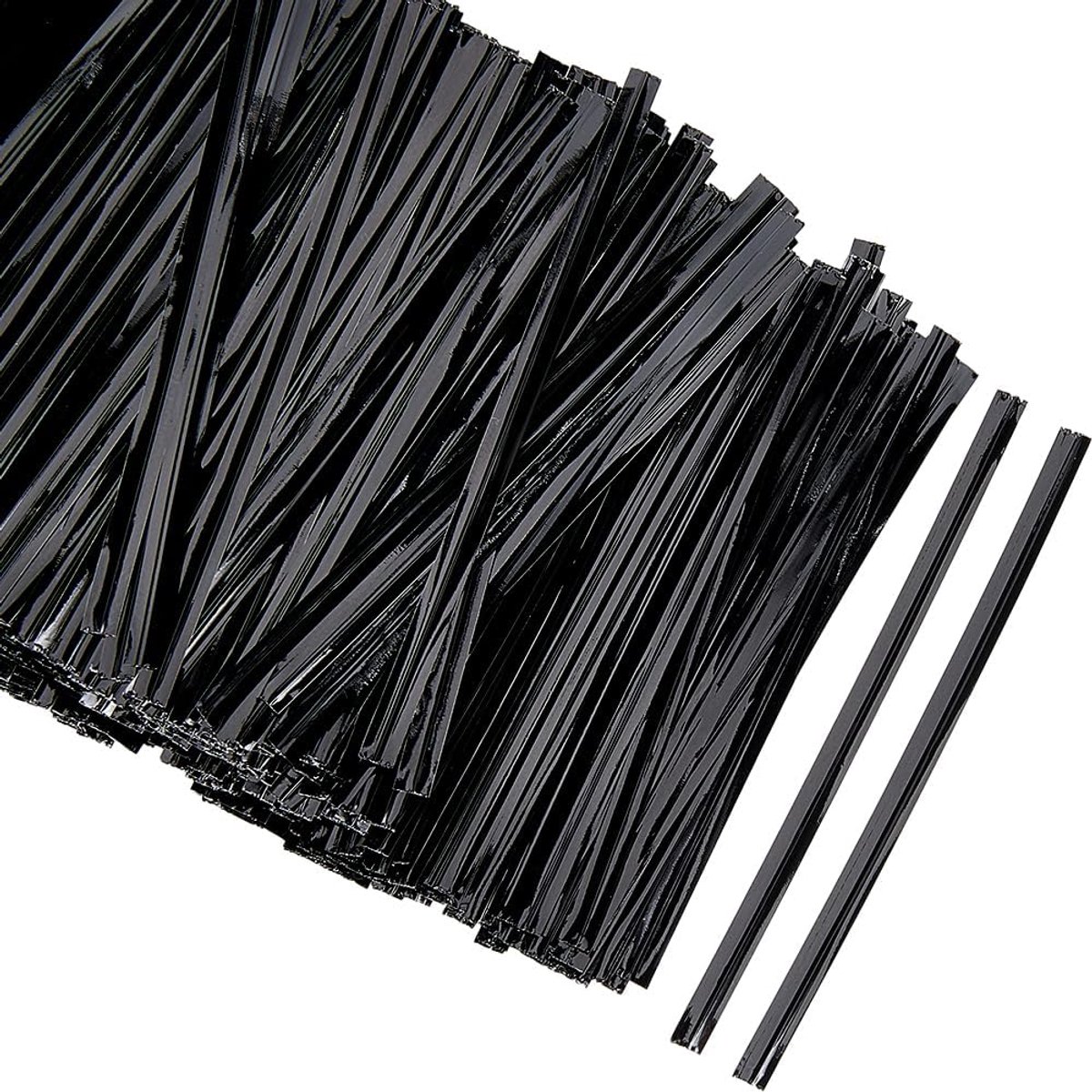 1440Pcs 8CM Black Kraft Paper Twist Ties - Candy Bag Ties - Wire Bread Coffee Cake Plant Garden Packaging Bag Paper Closure Tie met Iron Core voor Kerstmis Treat Bags en Kunst