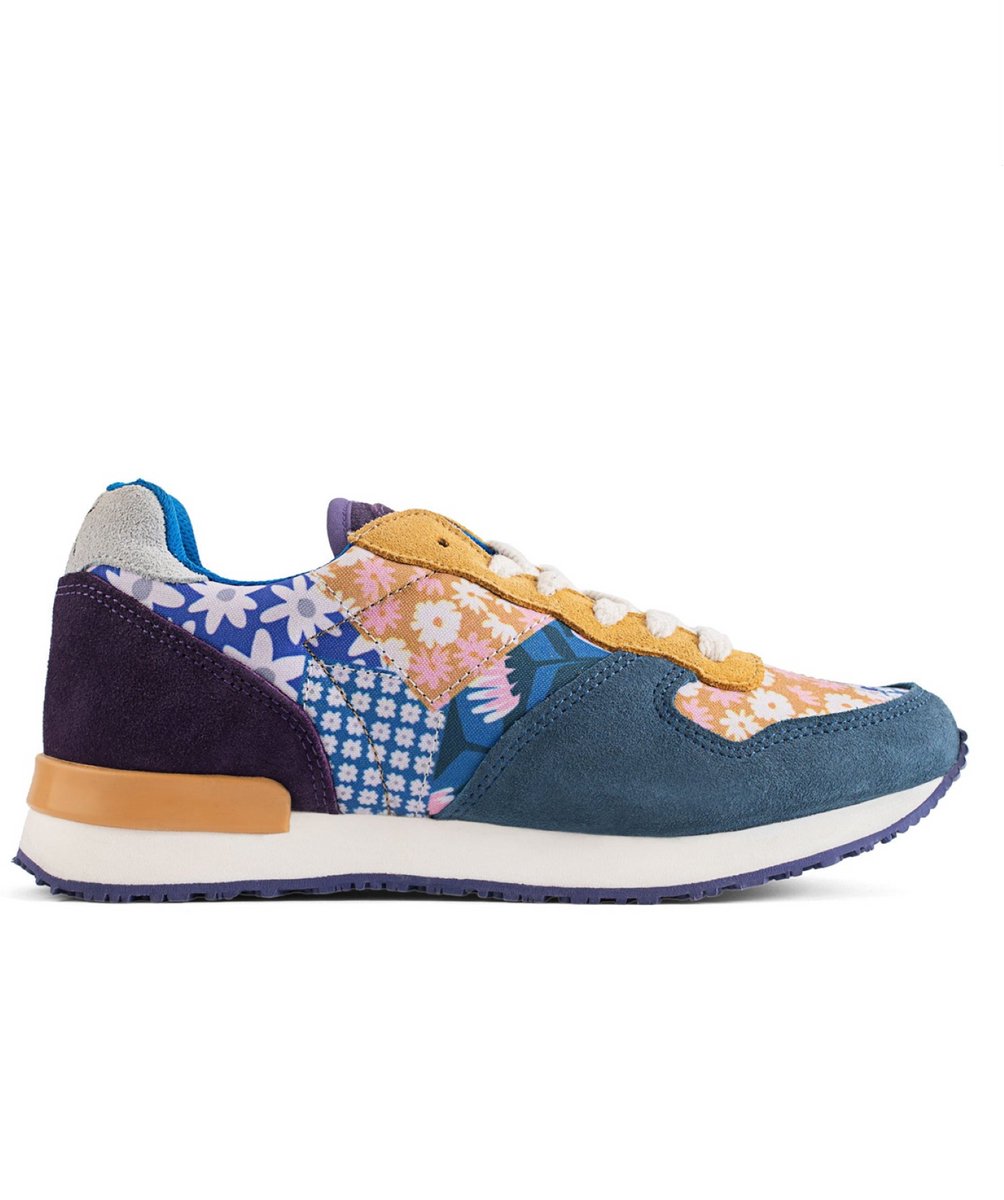 Inkkas Hendrix dames sneaker – comfortabele kleurrijke suède sneaker met flower-power patchwork – multicolor, Maat 41