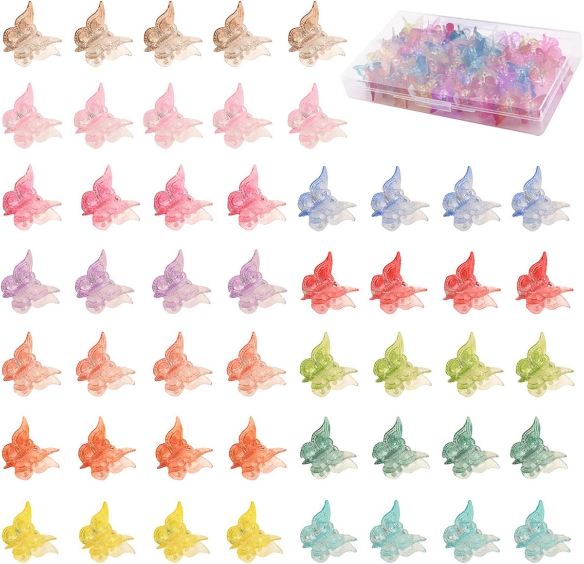 Mini vlinder haarspeldjes - 50 stuks kleurrijke clips voor meisjes en dames