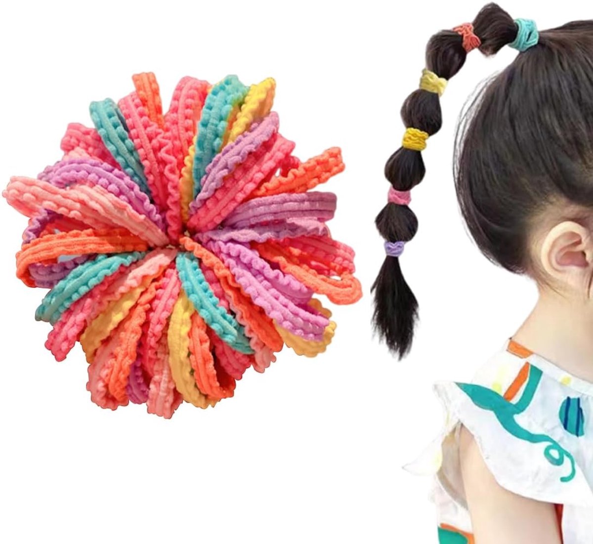 100 Stuk Kleurvolle Elastische Haarbandjes - Meisjes Haar Bobbels en Haaraccessoires