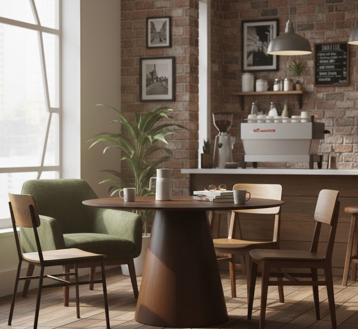 Aurelia Luxe Ronde Eettafel 120 cm – Donker Noten Wood Veneer – Moderne Houten Eettafel 76 cm Hoog – Duurzame Design Eettafel voor Woonkamer & Eetkamer – Altameubel