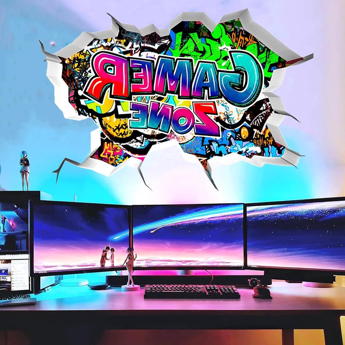 CSGoods - 3D Gamer Muur Decal voor Jongens Slaapkamer - Gaming Muursticker voor Tieners - Video Game Kamerdecoratie Gift