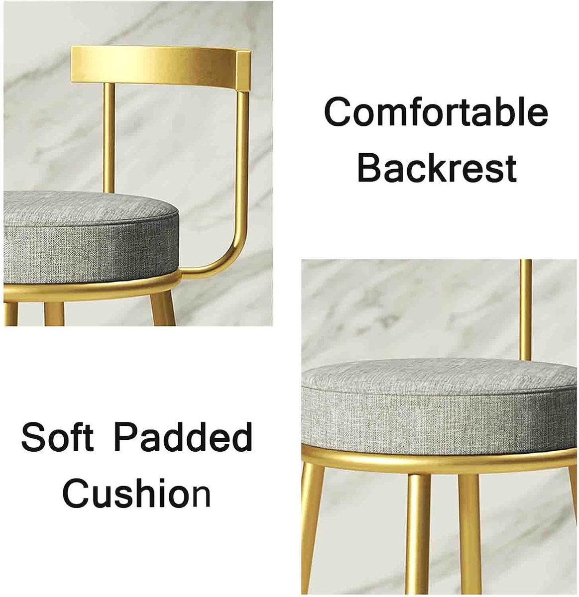 Set van 2 Design Barkrukken met Rugleuning - set 2 Gevoerde keuken- ontbijtstoelen, - Medahomestore