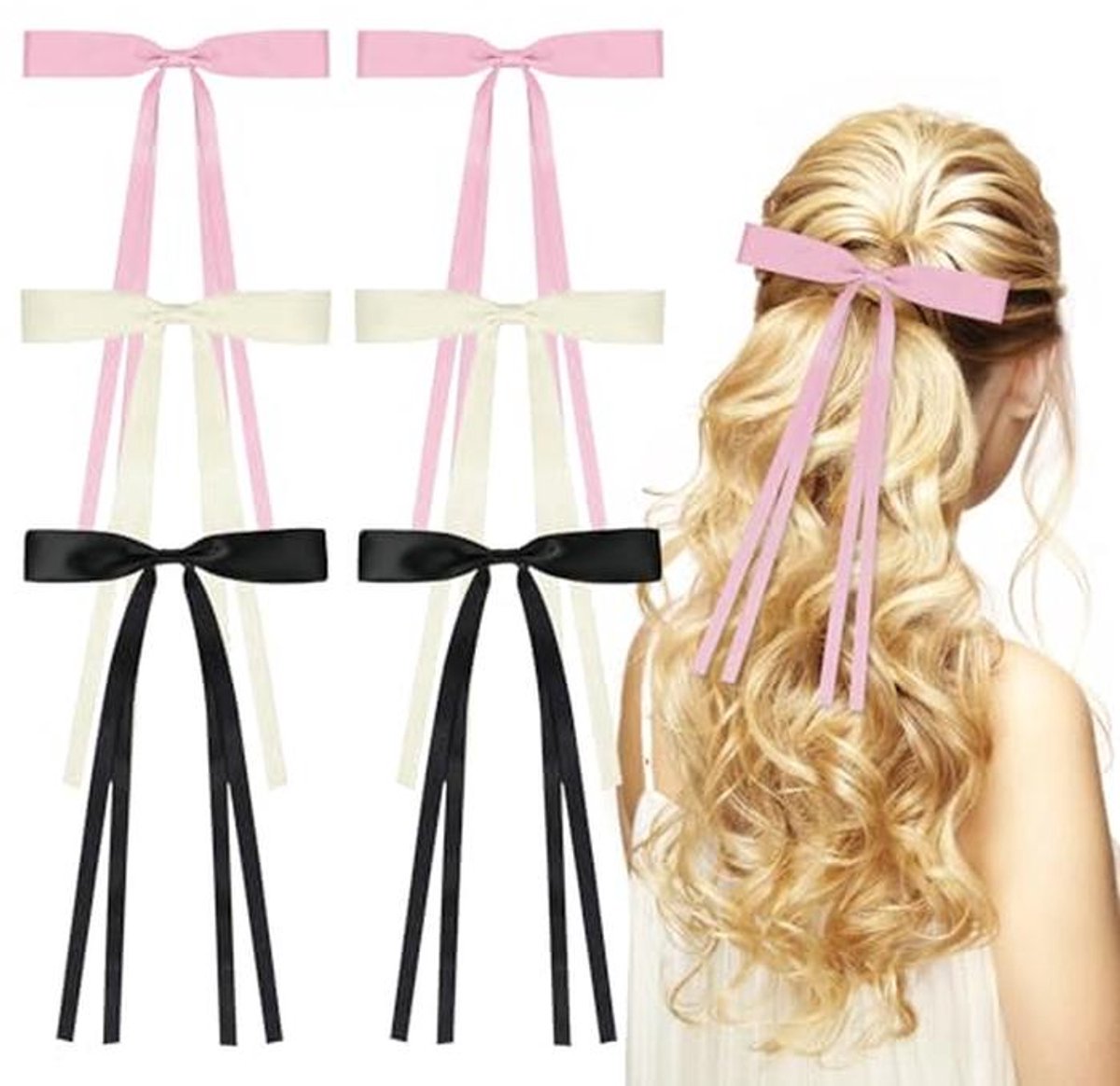 Haarspeldjes met Strik voor Dames en Meisjes - Effen Kleur Haaraccessoires
