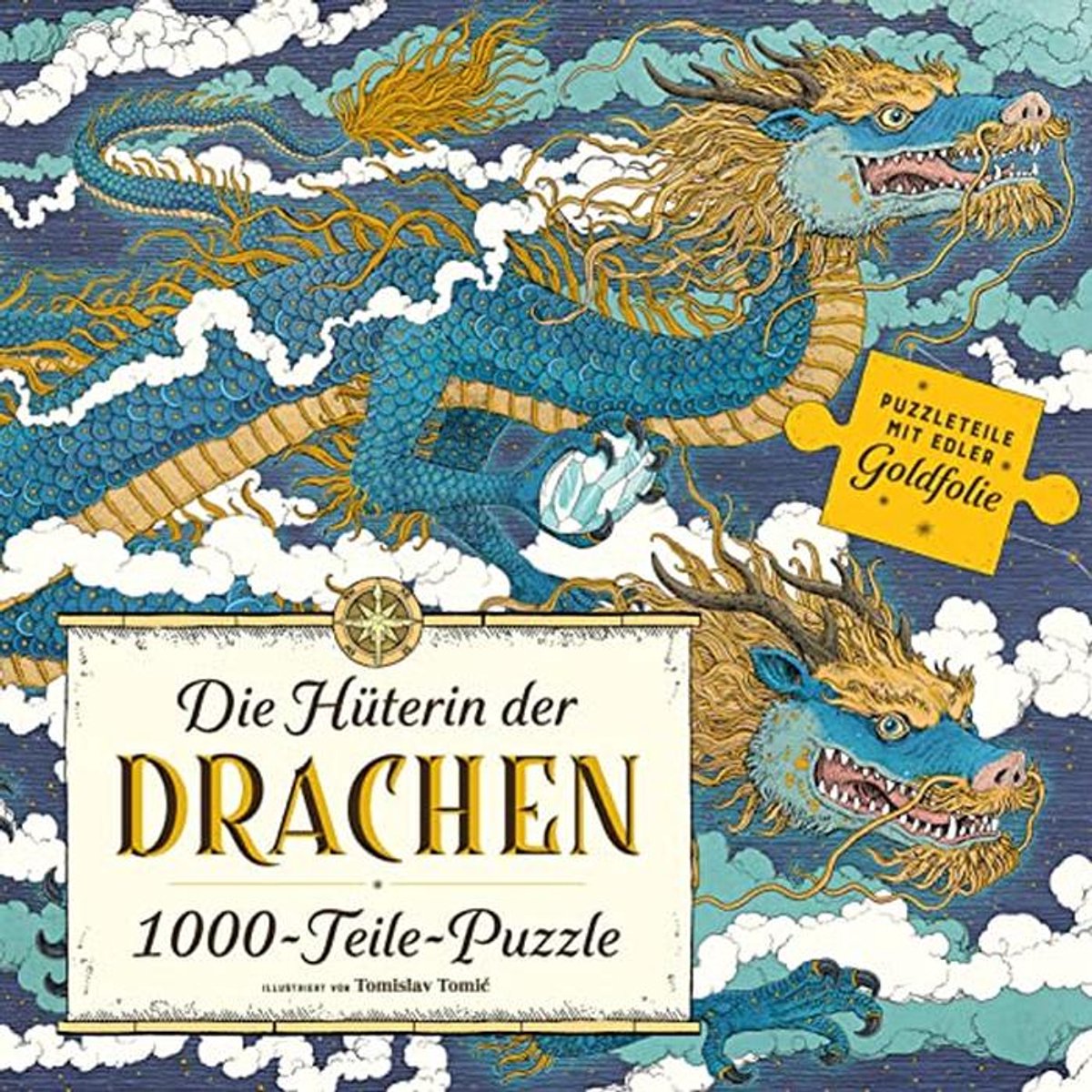 Puzzel van 1000 Stukken met Gouden Folie - Drachen Thema