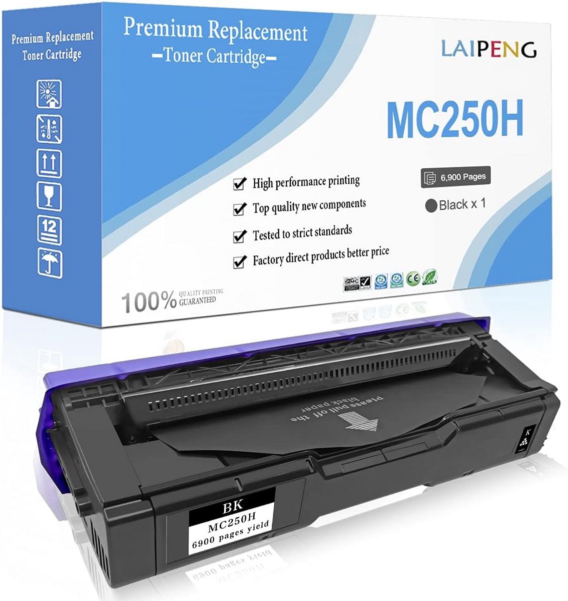 Hoge capaciteit zwarte tonercartridge compatibel met Ricoh M C250FWB en P C301W serie printers