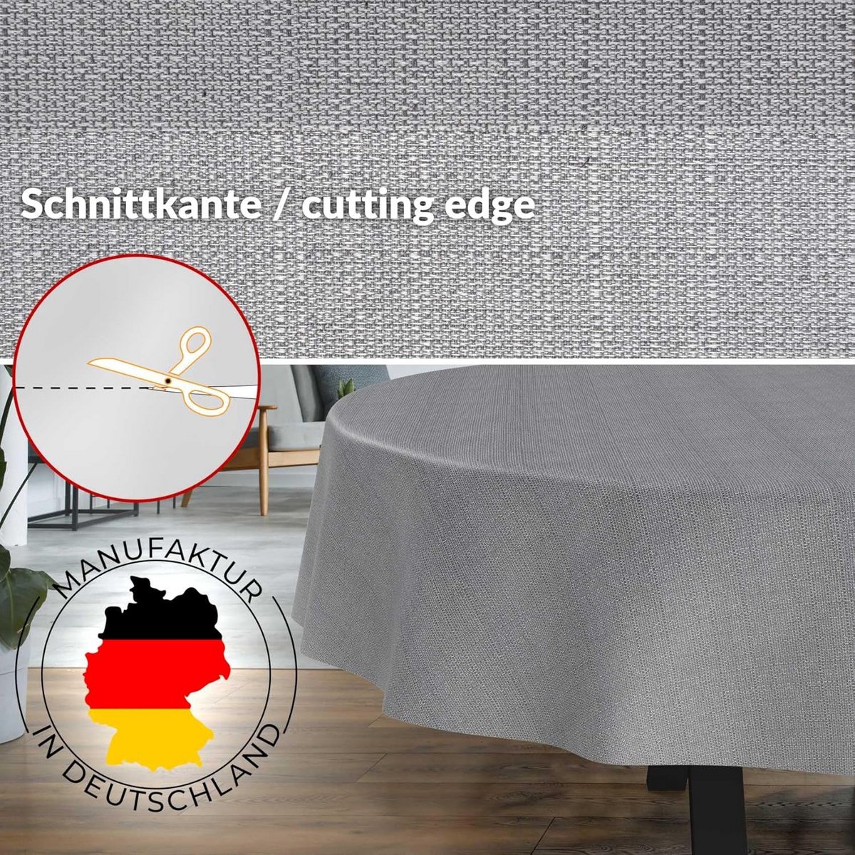 Waterafstotend Ovaal Tafelkleed Donkergrijs Katoen Polyester 180x140 cm