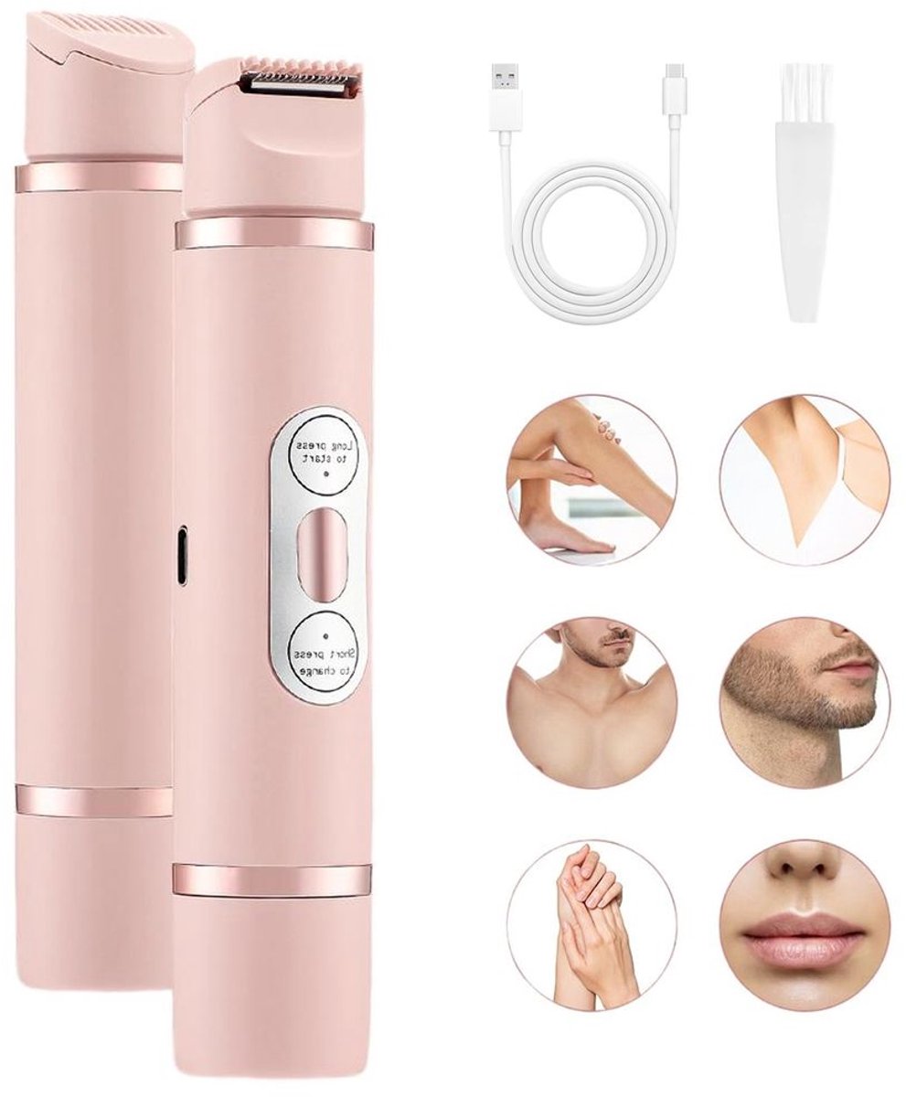 Elektrisch scheerapparaat, elektrisch scheerapparaat voor vrouwen, 2-in-1 elektrische epilator, scheerapparaat voor de intieme zone van vrouwen, draagbaar en compact, geluidsarm.
