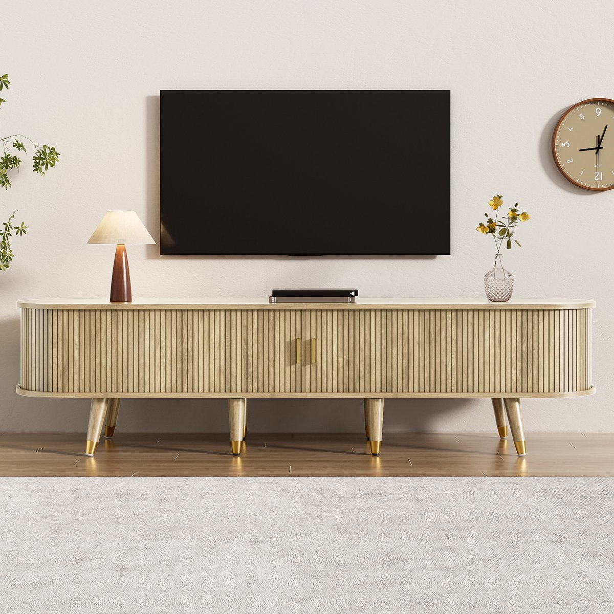 Re-purelife® Modern TV Meubel 175*38*45 cm – Opbergkast/Lowboard Landelijke Stijl met Schu