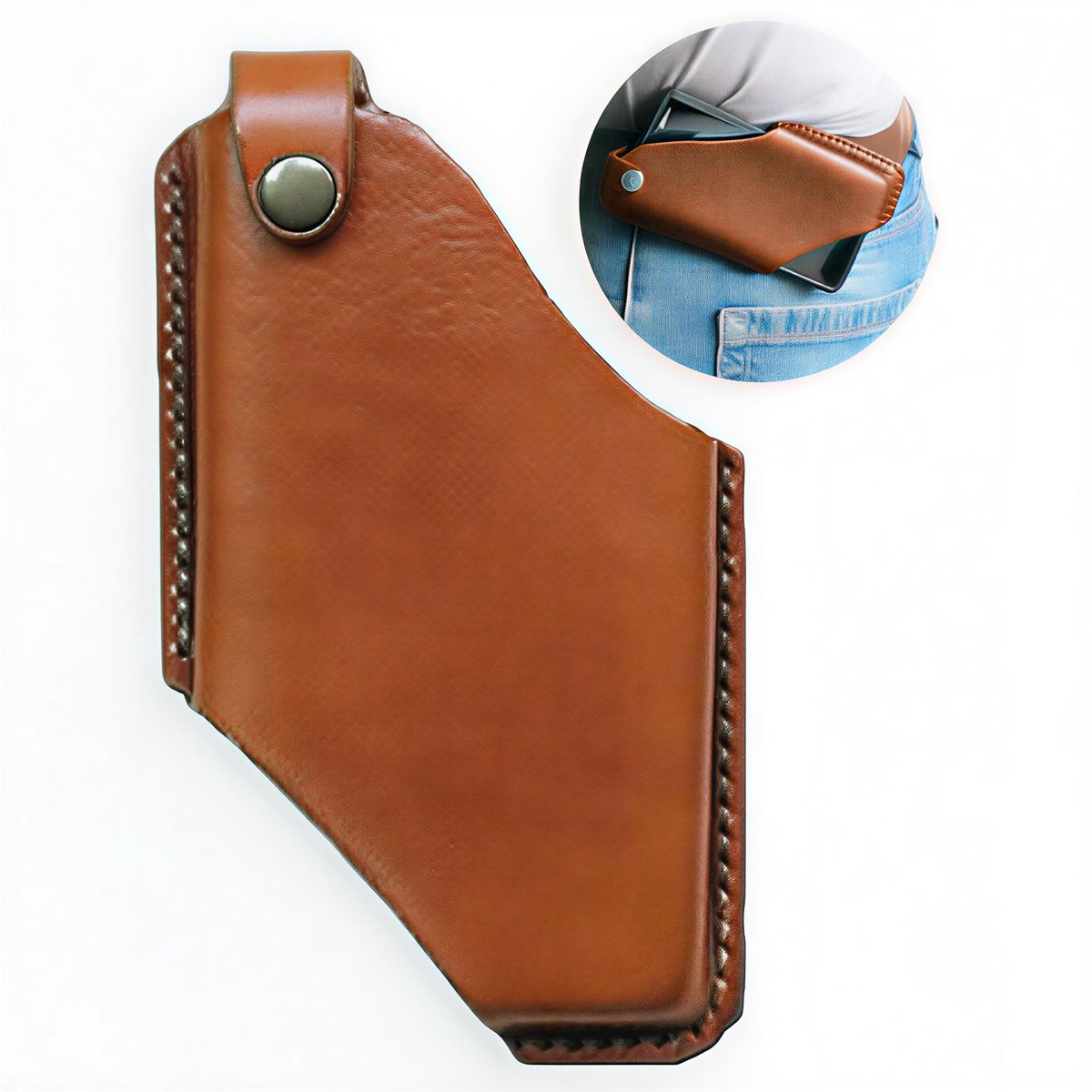 PU Leren Telefoontas Maat L met Riemlussen – Mobiele Telefoon Heuptas, Riemhouder voor Wandelen, Klimmen, Trekking, Outdoor Training, Fitness, Sport en Dagelijks Gebruik- BRUIN