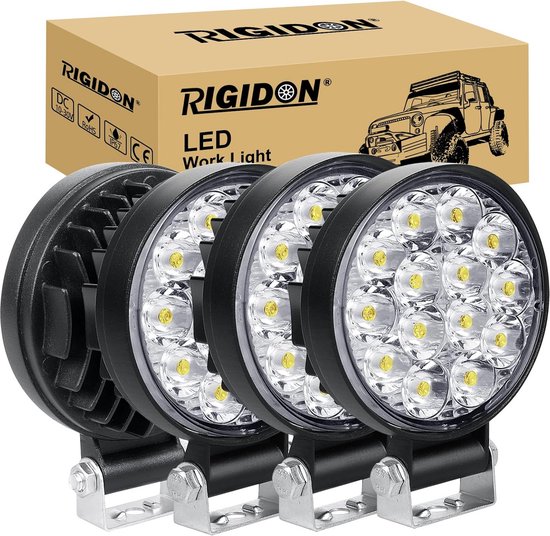 Boncak Led-werklamp, 2 x 7 inch, 288 W, 12 V, 24 V, led, extra schijnwerper, achteruitrijlicht, waterdicht, IP68, tractor, SUV, auto