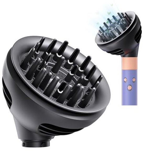 Opzetstuk geschikt voor krultang, geschikt geschikt voor alle Dyson krultangen, diffuser-opzetstuk met diffuser-functie, zwart