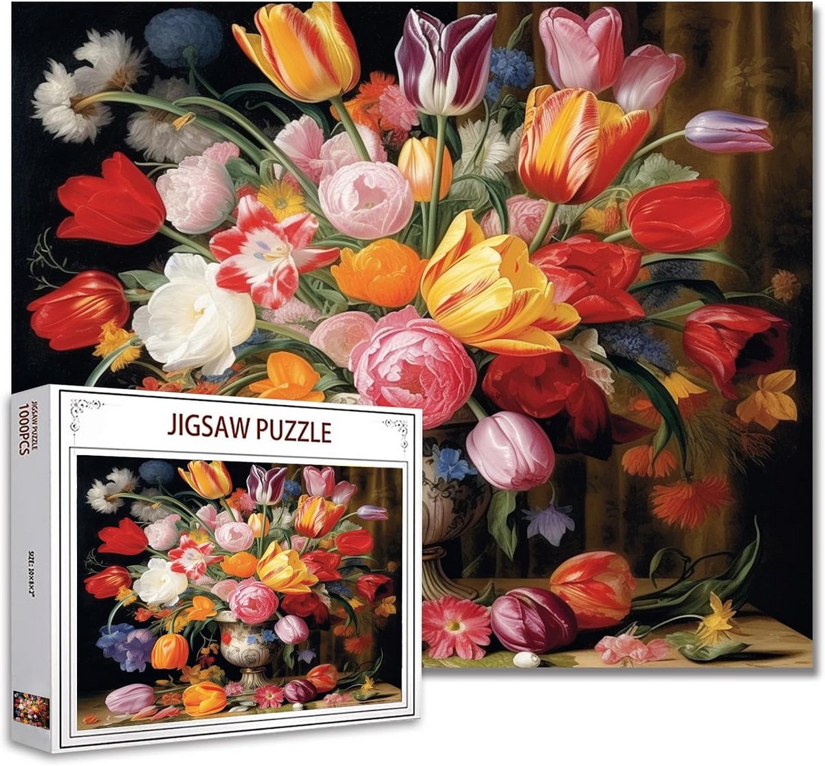 1000 Stukjes Legpuzzel Volwassenen: Tulpen Bloemen Stilleven, Uitdagend & Decoratief