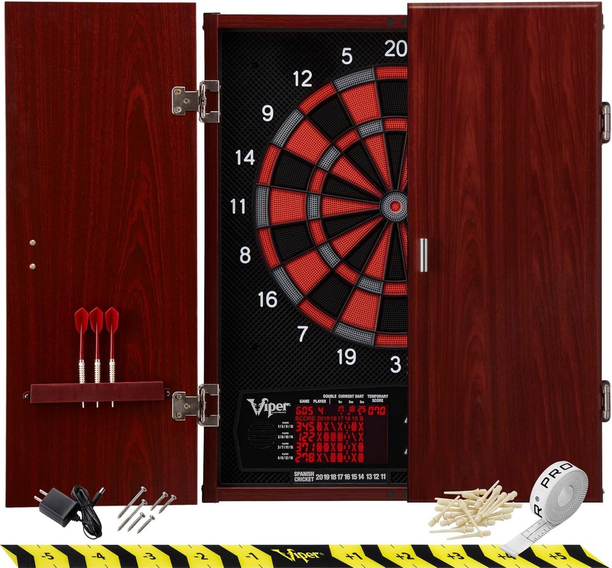 Elektronisch Dartbord met Kast - 57 Spellen en 300+ Opties - Inclusief 6 Darts