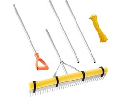 Aluminium landhark - Tuinhark - Kopbreedte 91,4 cm - Steel 2,59 m - Lichtgewicht - Voor grind, zand & gazon - Geschikt voor strand & vijver