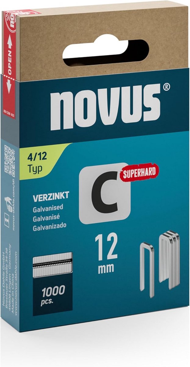 Smalle rugklemmen 12 mm Superhard 1000 Stuks Type 4/12 Nietjes voor Profielhout en Panelen