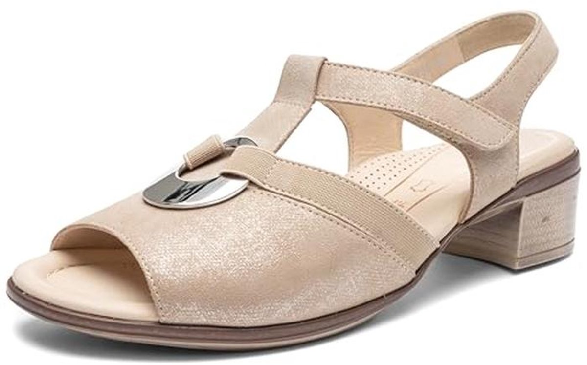 Damessandalen met Hak in Zandkleur - Maat 38 EU - Comfortabele en Stijlvolle Schoenen