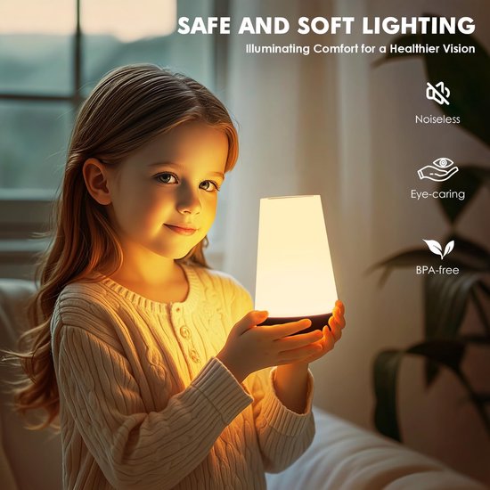 1 stuks - Nachtlampje Volwassenen - Tafellamp slaapkamer - USB oplaadbaar Nachtlampje Kinderen - Leeslamp - Wake-up Light - Sfeerlamp - LED verlichting - Bedlamp voor Baby, Kinderen & Volwassenen - Leeslampje Volwassenen van Merkloos — afbeelding 3