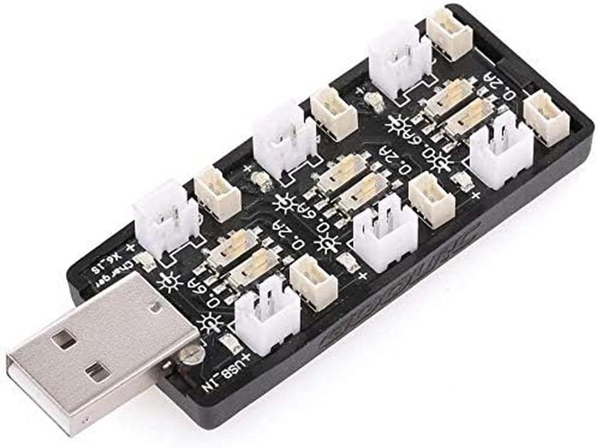 6-Kanaals 1S LiPo Batterijlader USB 3.8V/4.35V met Diverse Connectoren