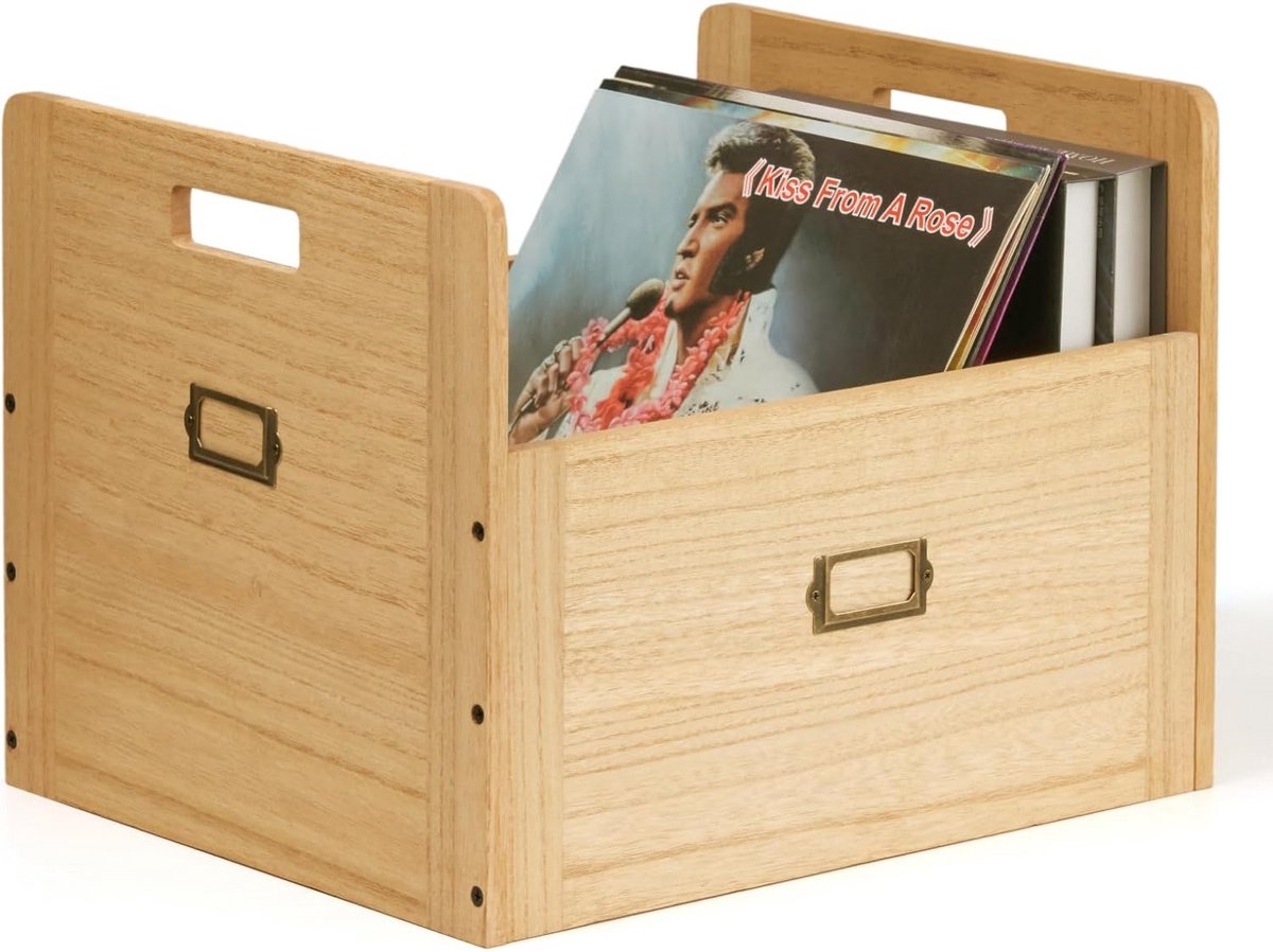 Houten Opbergdoos voor Vinylplaten en LP's - Capaciteit tot 80 Platen