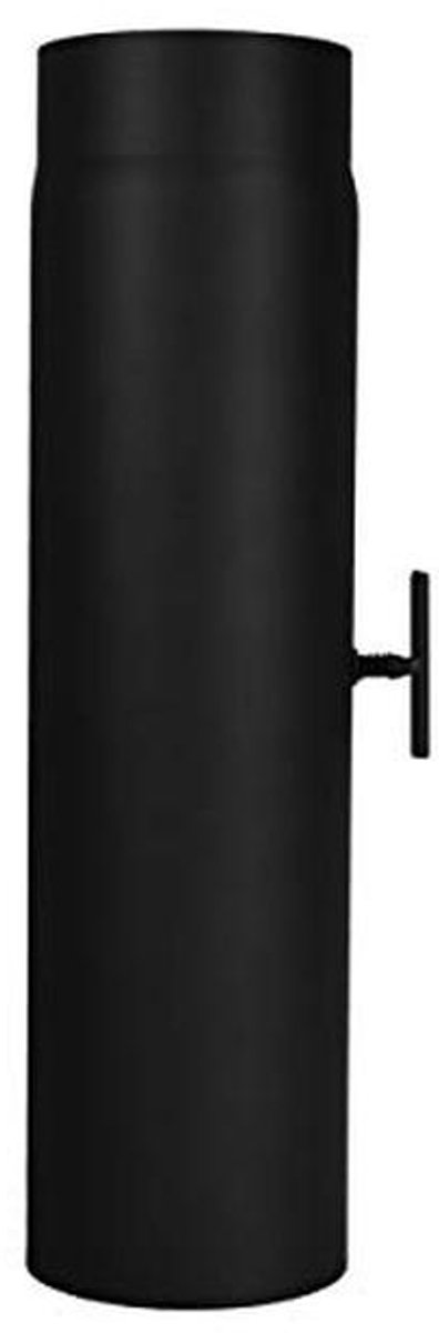 Kachelpijp 500 mm met smoorklep, diameter 150 mm, zwart-metallic