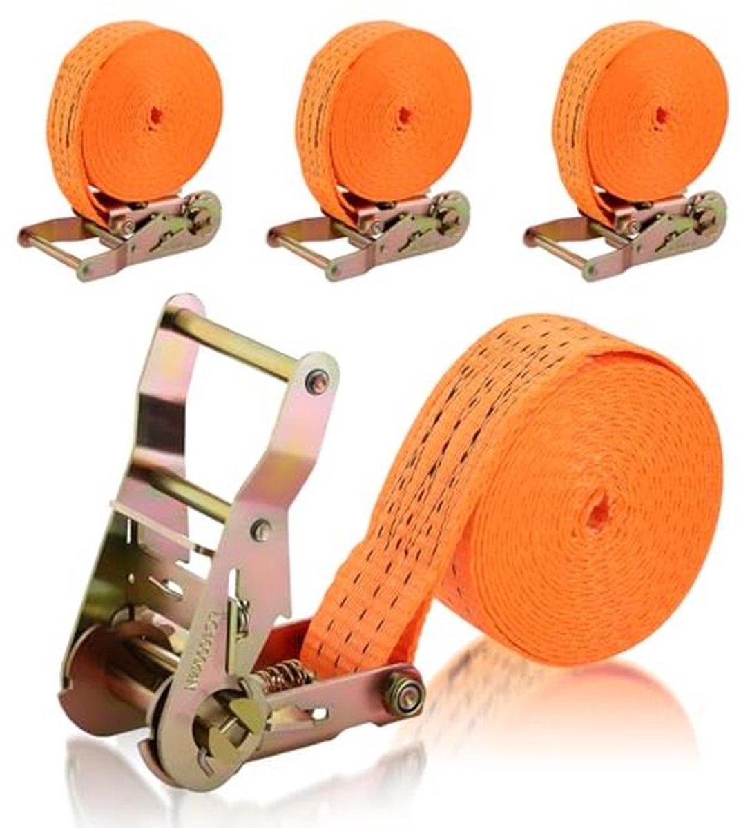 Weerbestendige sjorbanden met ratel en haken - 4 stuks - 6m x 35mm