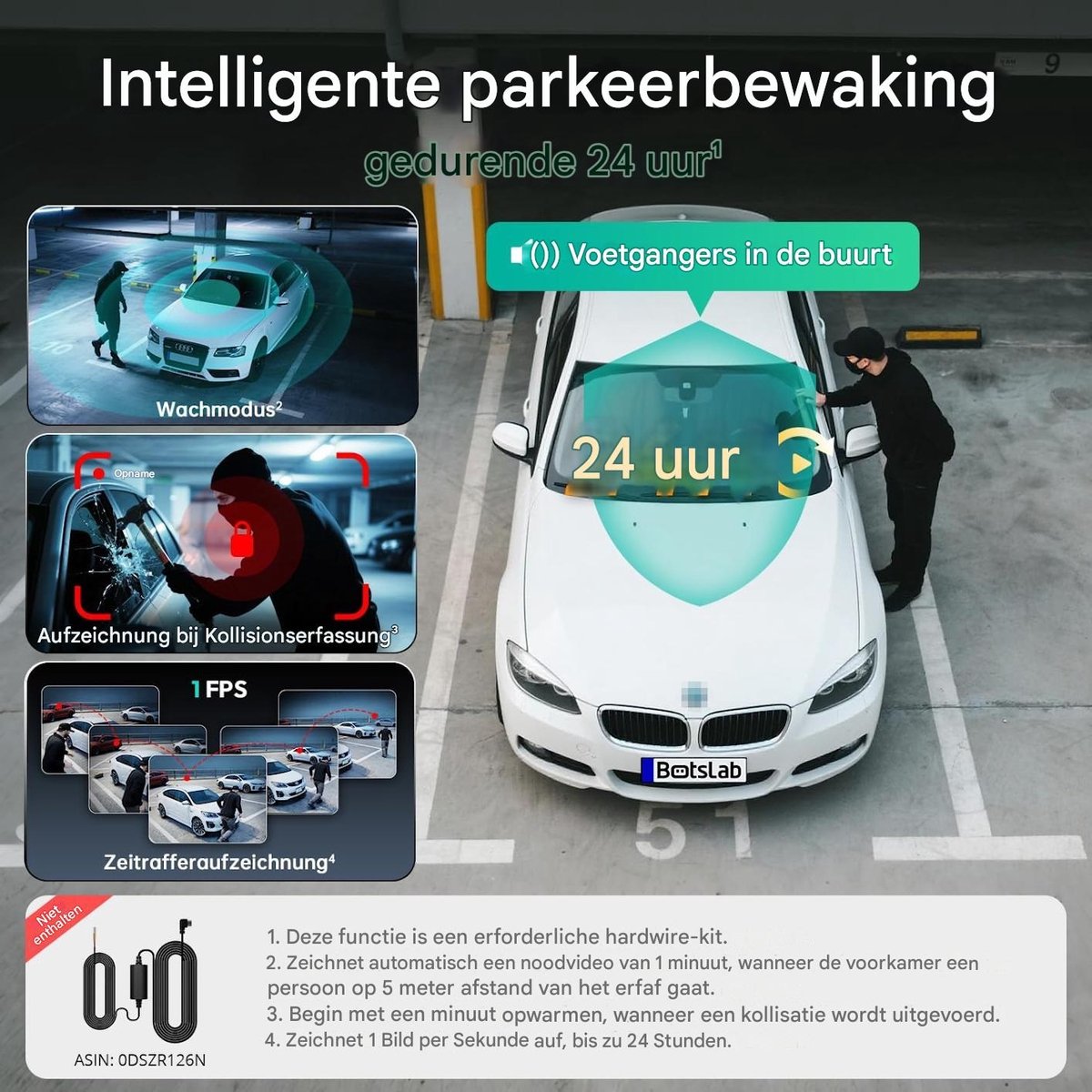 BOTSLAB 4K 3-Kanaals Dashcam Auto Voor Achter - 3-Kanaals 4K+1080P+1080P - GPS 5.8GHz WiFi Dashcam met - 128GB SD-kaart - 3.18" - Super Nachtzicht - WDR -G-sensor -loopopname -parkeermonitor- ADAS - dashcam voor auto – foto 4