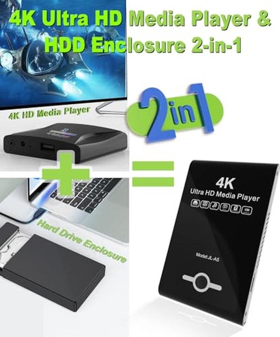 4K Ultra HD Mediaspeler en HDD-behuizing 2-in-1 — afbeelding 3