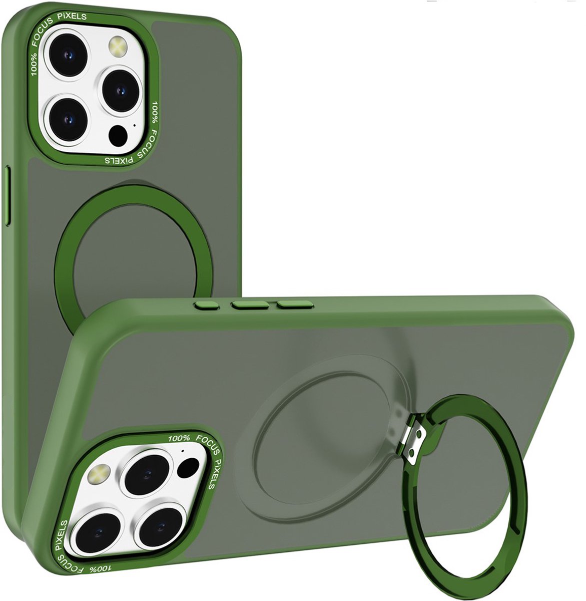 Multimedia & Accessoires Magsafe TPU Back Cover Case Hoesje met Stand geschikt voor Apple iPhone 17 Pro Max – Groen – Zachte Plastic - Siliconen – Harde Plastic – Soft Case – Flexibel