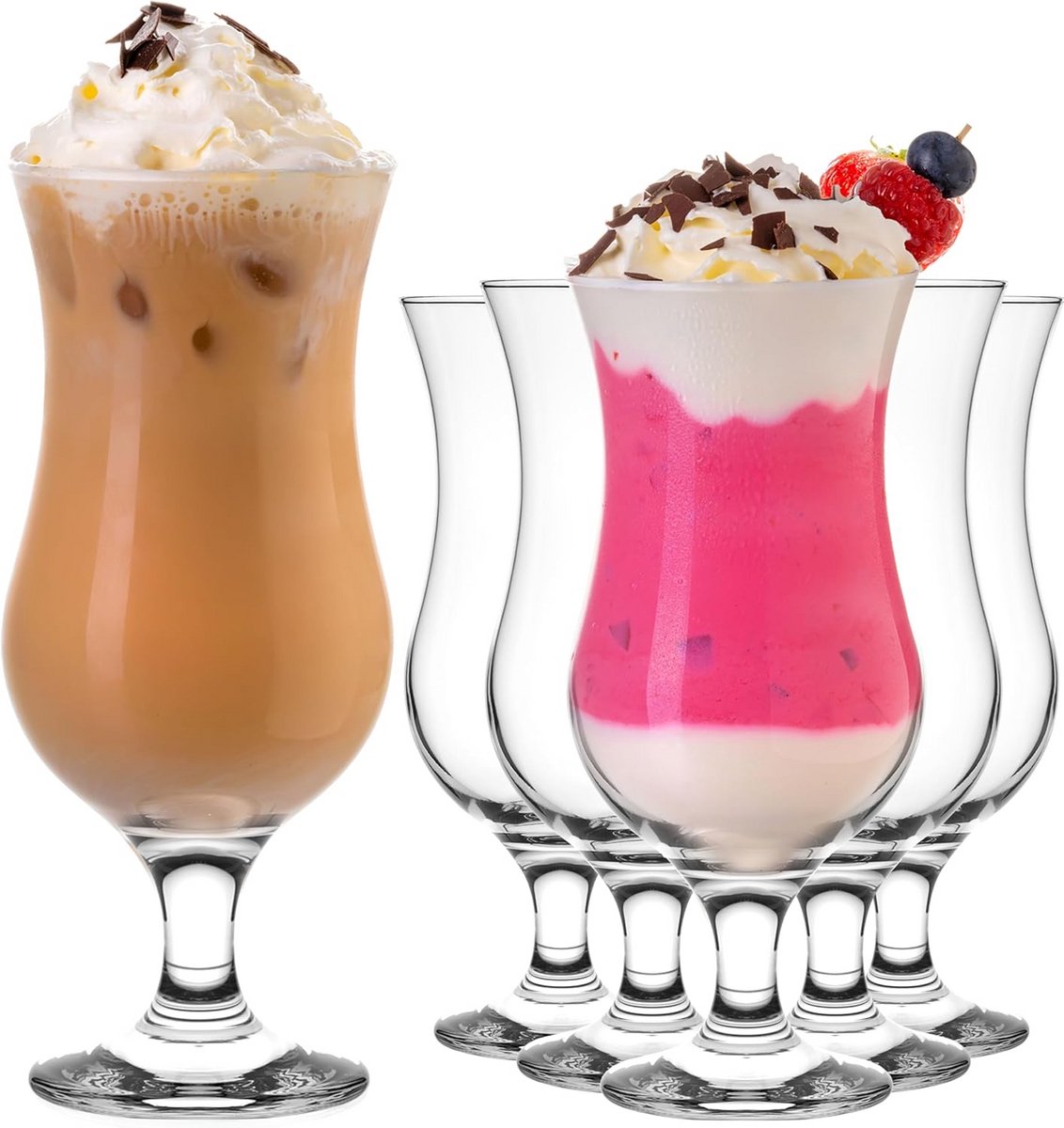 Set van 6 Cocktailglazen 400ml - Longdrinkglazen voor Mixdrankjes, Milkshakes en Feestjes