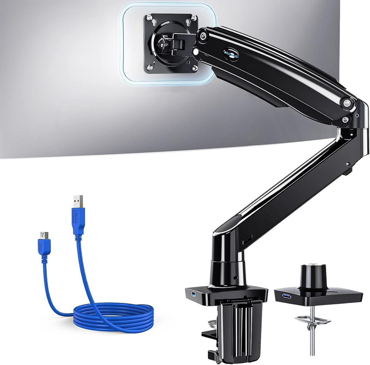 Ergonomische Gasveer Monitorstandaard voor 13-35 inch Schermen | Inclusief Klem en Voet