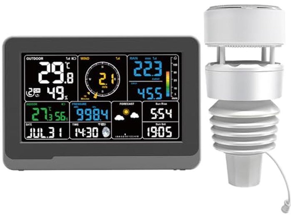 7-in-1 Draadloos Weerstation met WiFi en Professionele Functies