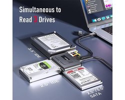 SATA naar USB harde schijf adapter - Externe lezer voor 2,5/3,5 inch HDD/SSD met USB C datakabel