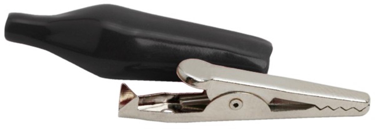 10x Krokodillenklem Zwart – Middelgroot 5A – Geïsoleerde Crocodile Clip voor Testen & Elektronica (35 mm) - 10 Stuks [05187FK]