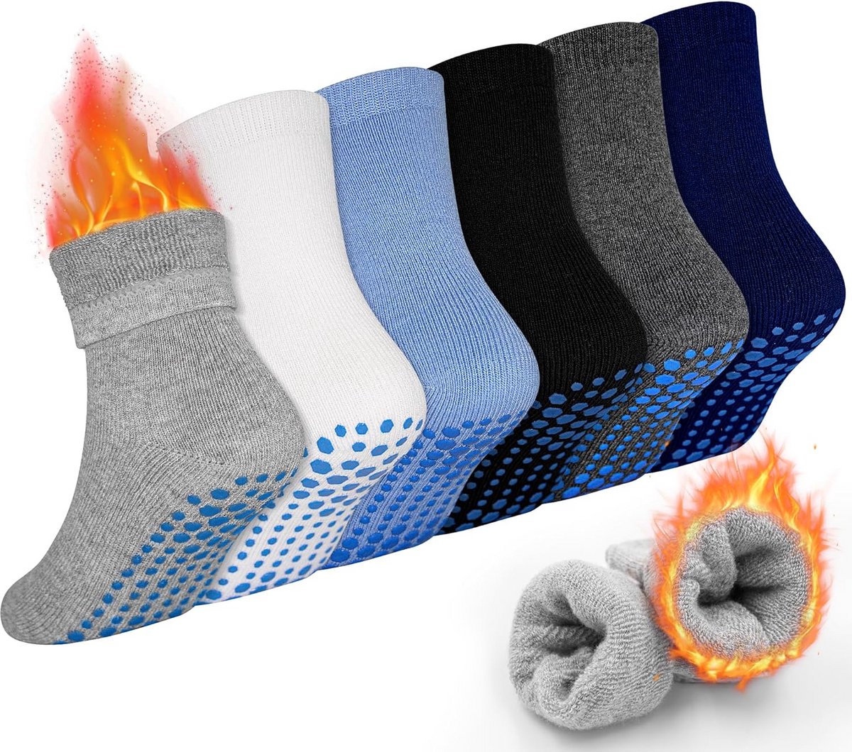 6 Paar Antislip Sokken voor Peuters en Kinderen 1-7 Jaar - Dikke Warme Winter Sokken