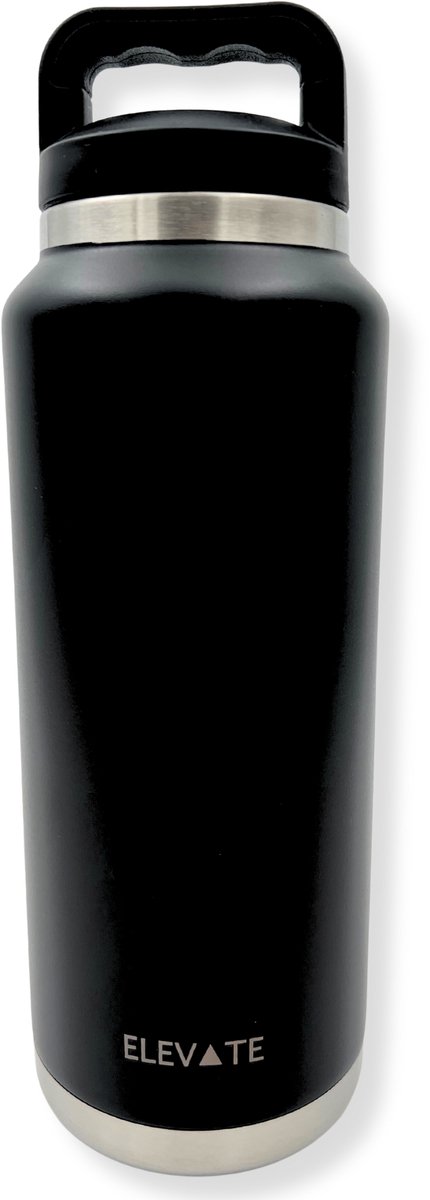 Elevate Premium Thermosfles – 1,1 Liter | Dubbelwandig RVS | Houdt Dranken 24u Koud & 6u Warm | Zwart