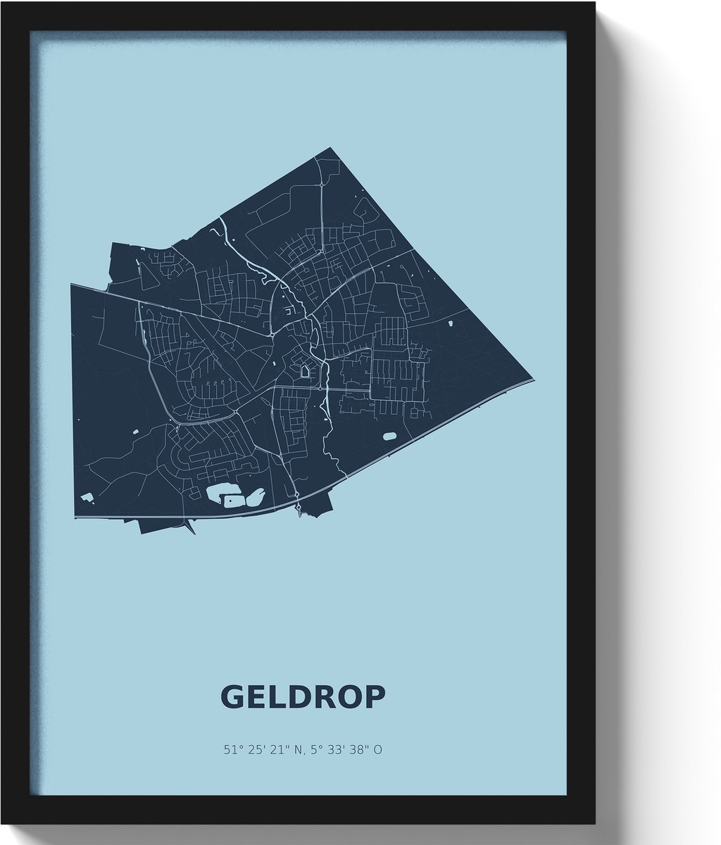 Poster Geldrop A3 - 30 x 42 cm - Blauw (Exclusief Lijst)