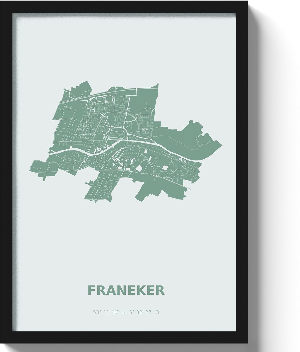 Poster Franeker A3 - 30 x 42 cm - Groen (Exclusief Lijst)
