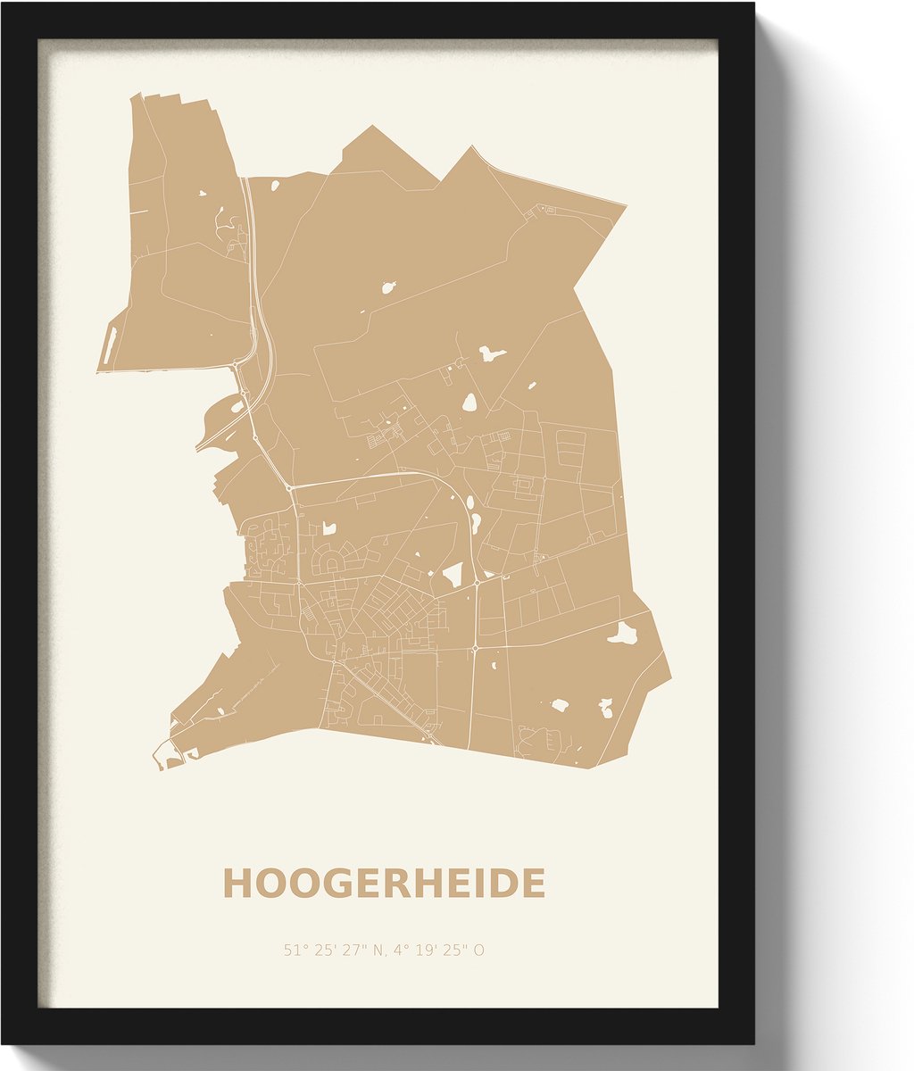Poster Hoogerheide A3 - 30 x 42 cm - Beige (Exclusief Lijst)