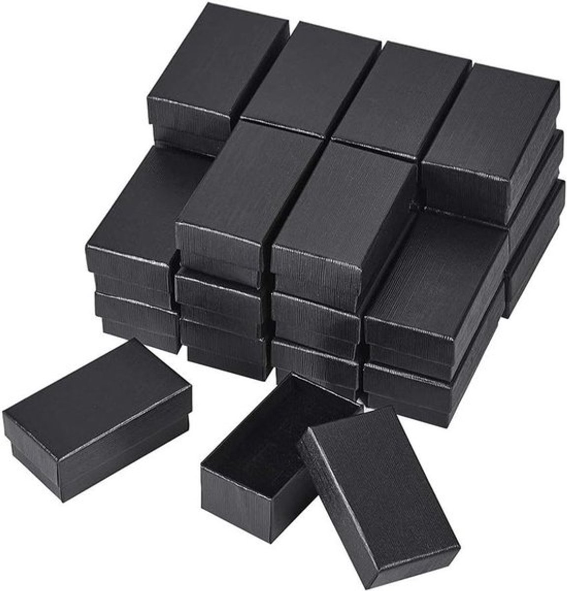 24-Pack Oorbel Dozen Gift Box 7.25x4x3cm Zwart Kraft Karton - Sieraden Dozen met Speciale Textuur en Spons Binnen - Bruiloft Party Ring Geschenken Display