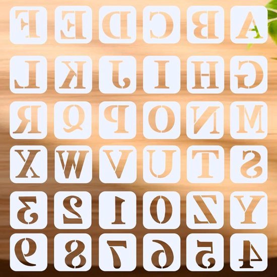 42 stuks sjablonen voor letters, 5 cm, herbruikbaar, symboolcijfers, sjablonen voor alfabet en cijfers, zelfgebouwde alfabetmodellen