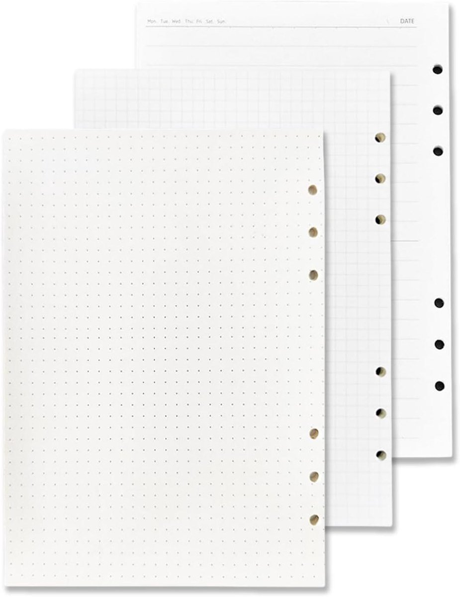 Ronte - Papier met stippen voor A5-ringband, 3-pack, 21 x 14,5 cm, ordnervulling met diverse patronen, 180 vellen