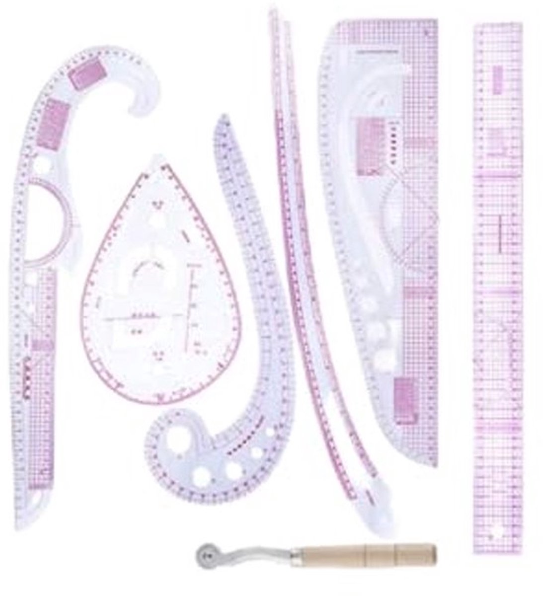 7-delige Ruler Set - Kleding-, Patroon-, Snij- en Bochtliniaal met PVC Materiaal voor Modeontwerpers