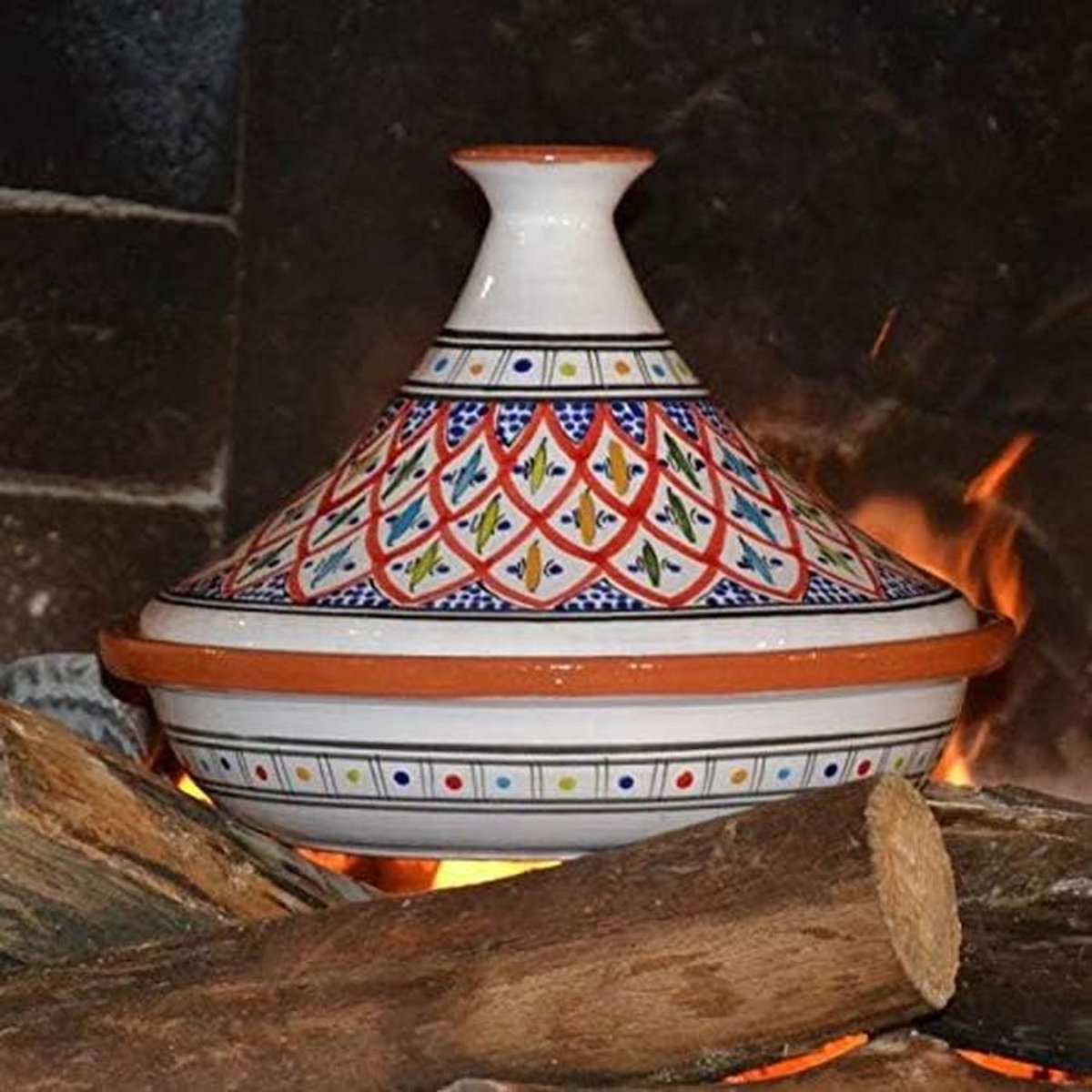 Rode tajine Bakir 31 cm handgemaakt terracotta kookgerei