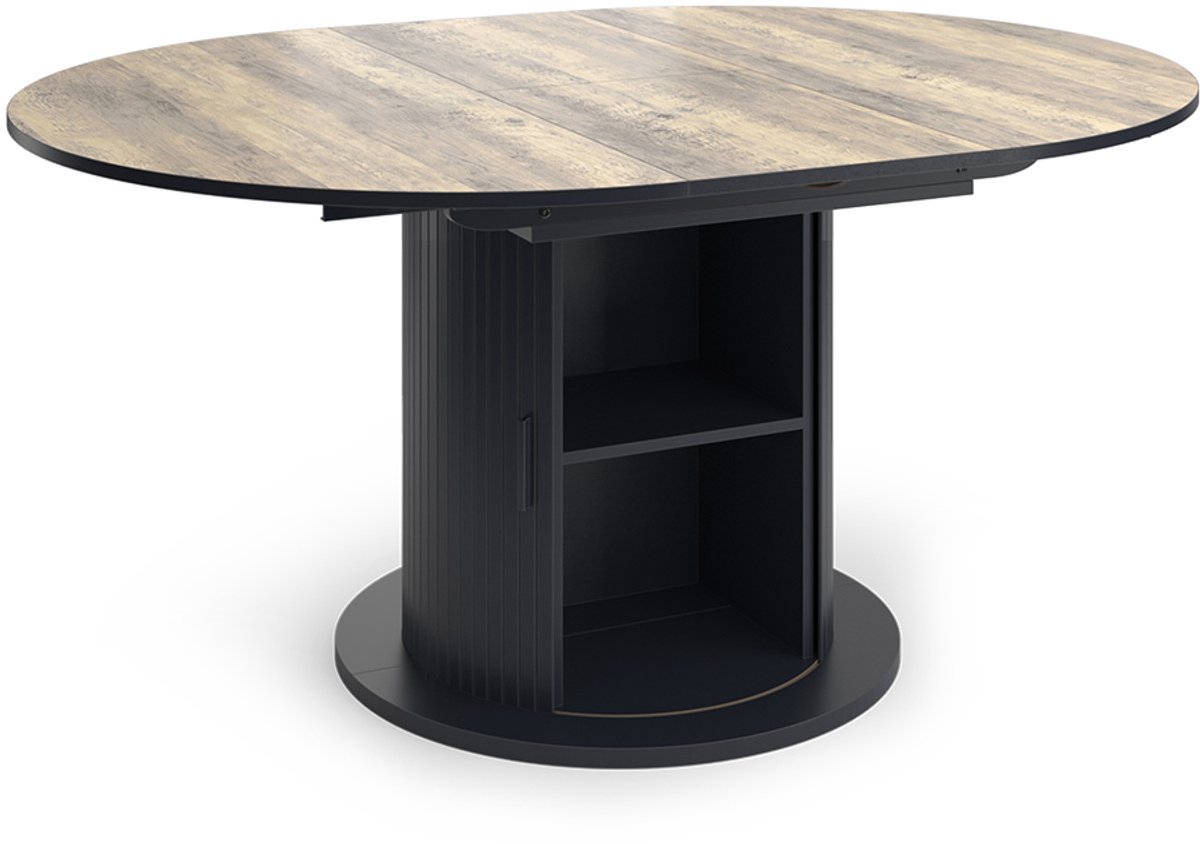 Vicco Eettafel Tavero, Eiken rustiek/Zwart, 120-160 x 120 cm uitschuifbaar