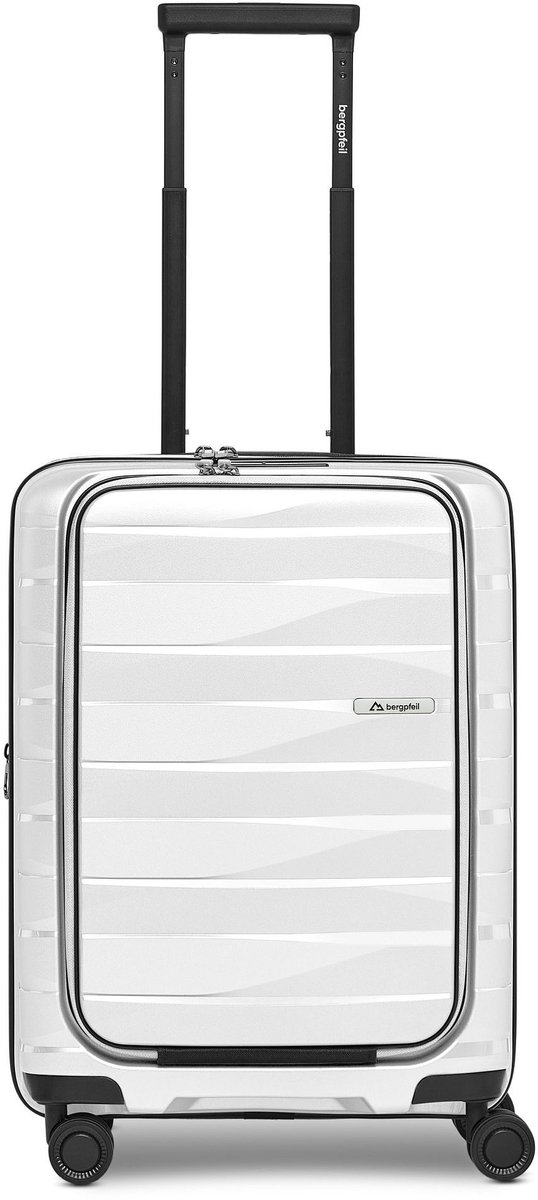 Bergpfeil trolley met laptopvak Travel Cabin Trolley With Front Pocket Ice White Metallic wit 55cm