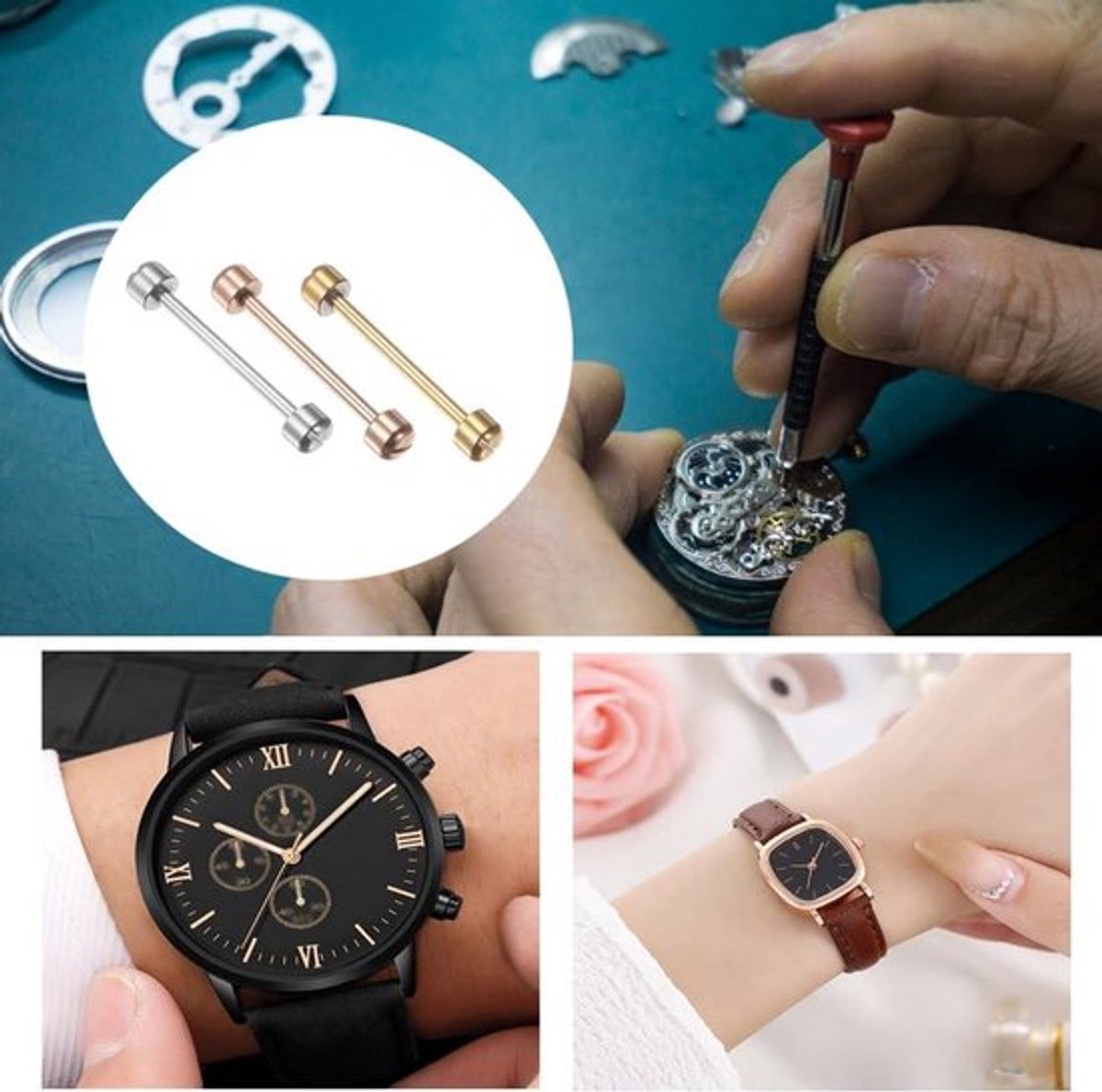 Horloge Repareren: Connect Schroef Slanke Rechte Horloge Staaf Met Afgeronde Schroef Hoofd - Band Schroef Voor Horloge Onderhoud