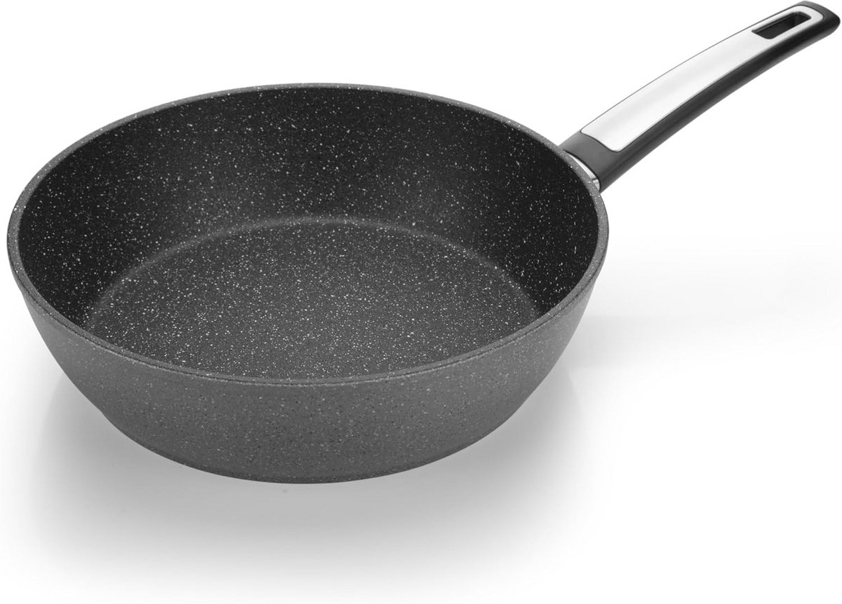 Frituurpan 28 cm met steenachtige anti-aanbaklaag, geschikt voor inductie